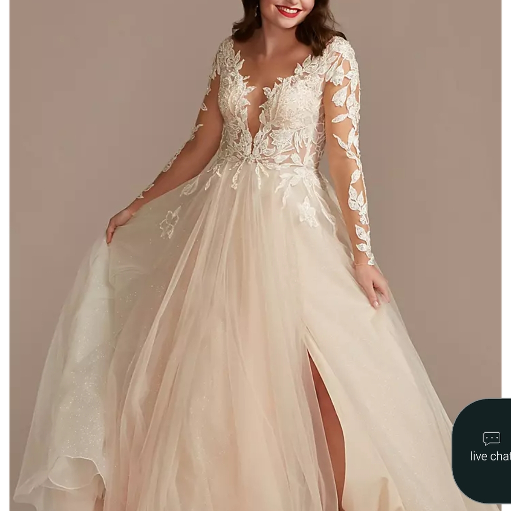 David's Bridal Cream Lace Wedding Dress